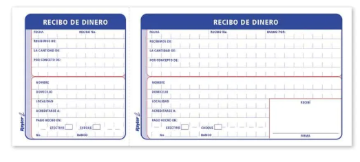 Formato de recibo de dinero