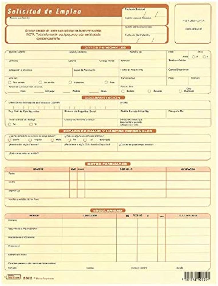 Formato de solicitud de empleo